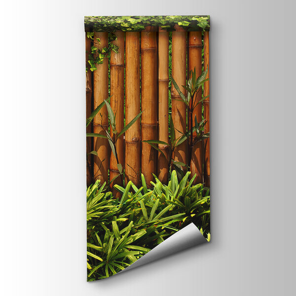 Bamboo fence with plants Bamboo fence with plants