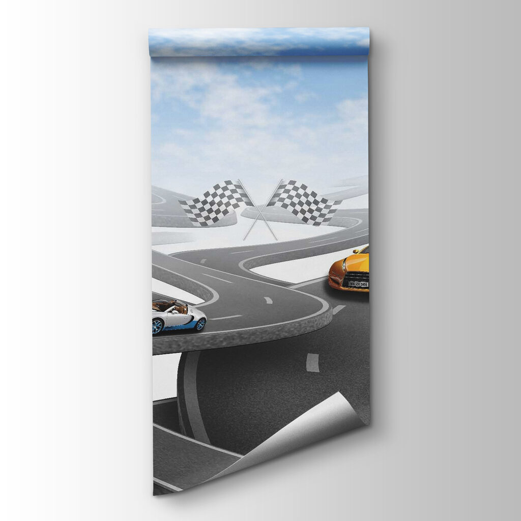 Two cars on a winding road