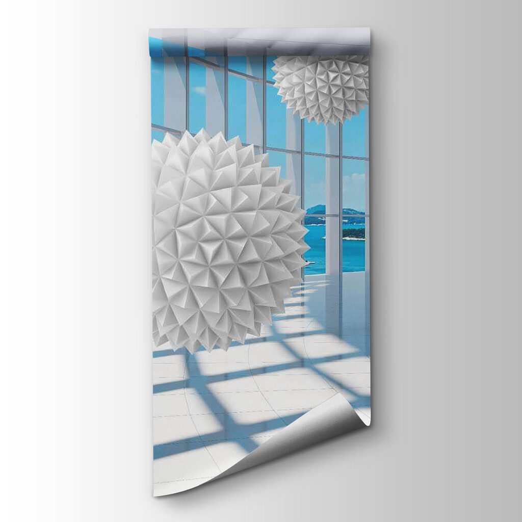 White balls in a room with windows White balls in a room with windows