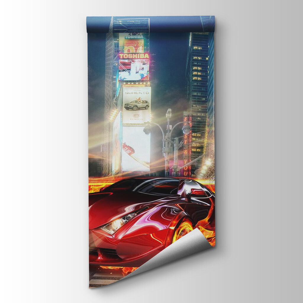 Car on fire in a city Car on fire in a city