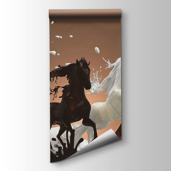 Horse with milk splashing around it