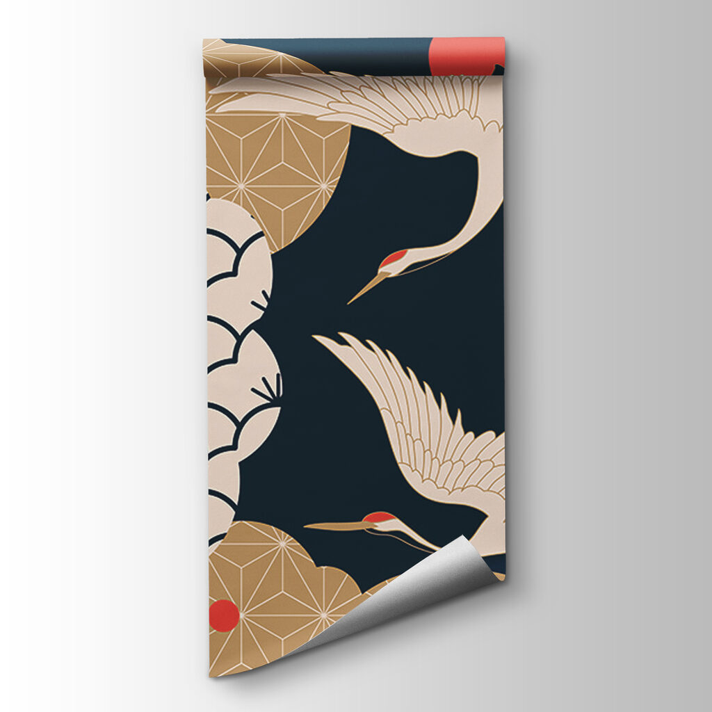 Art of cranes flying in the sky Art of cranes flying in the sky