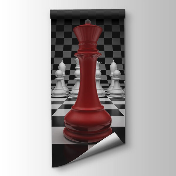 Red and white chess piece