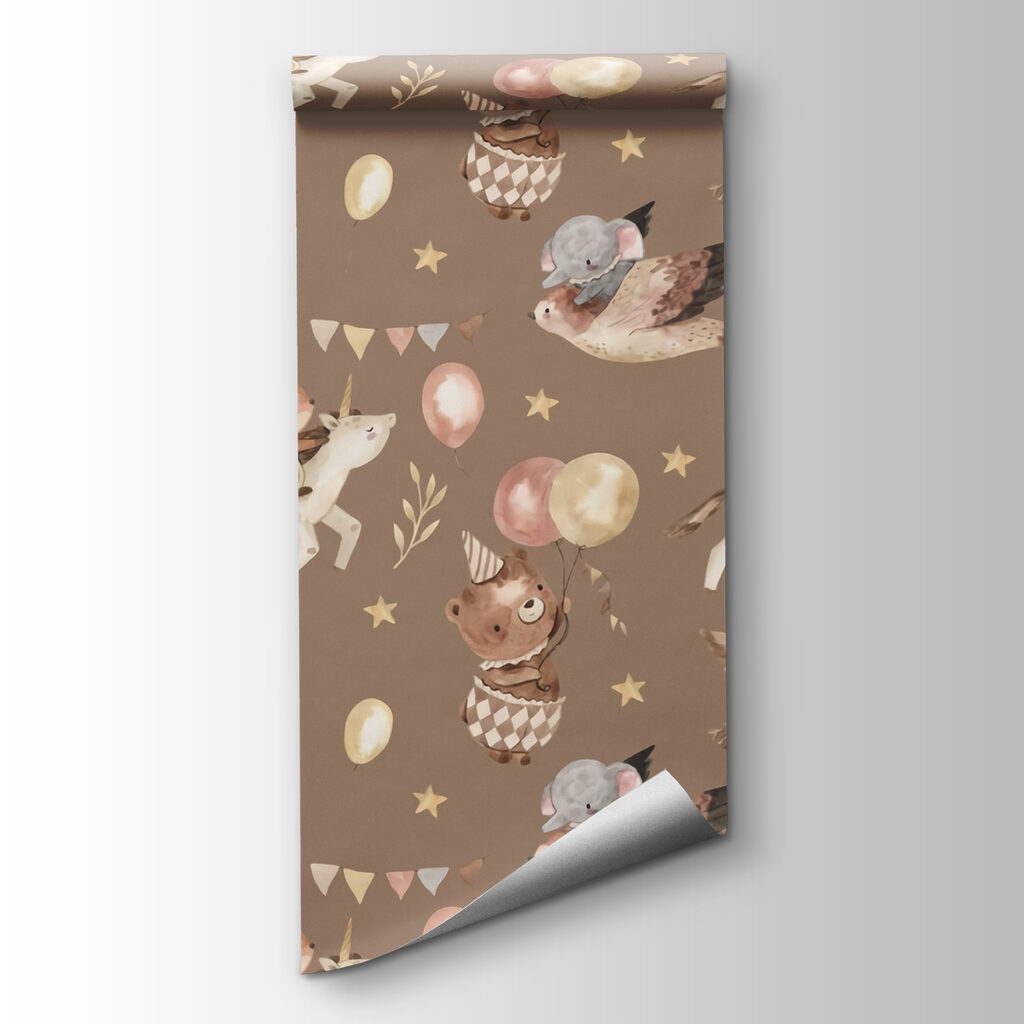 Pattern of animals and balloons