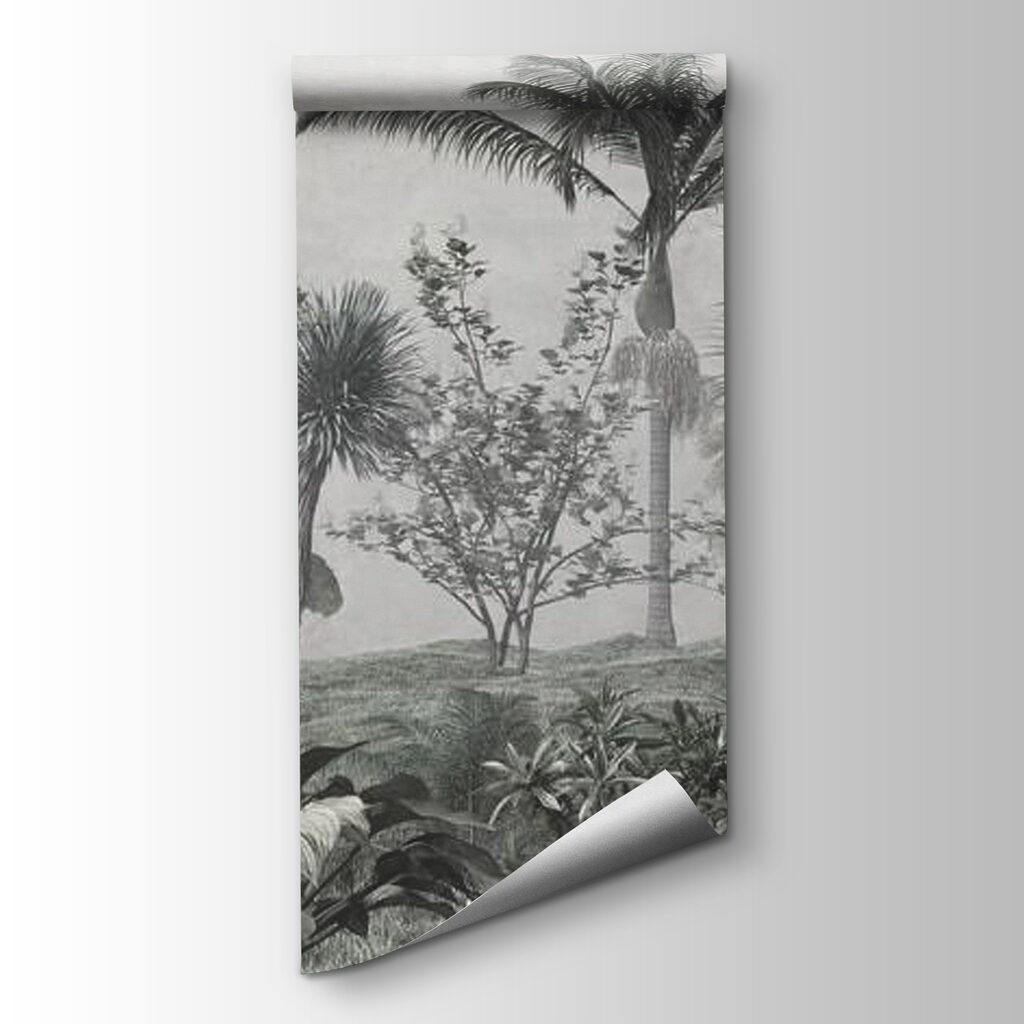 Landscape with palm trees and bushes