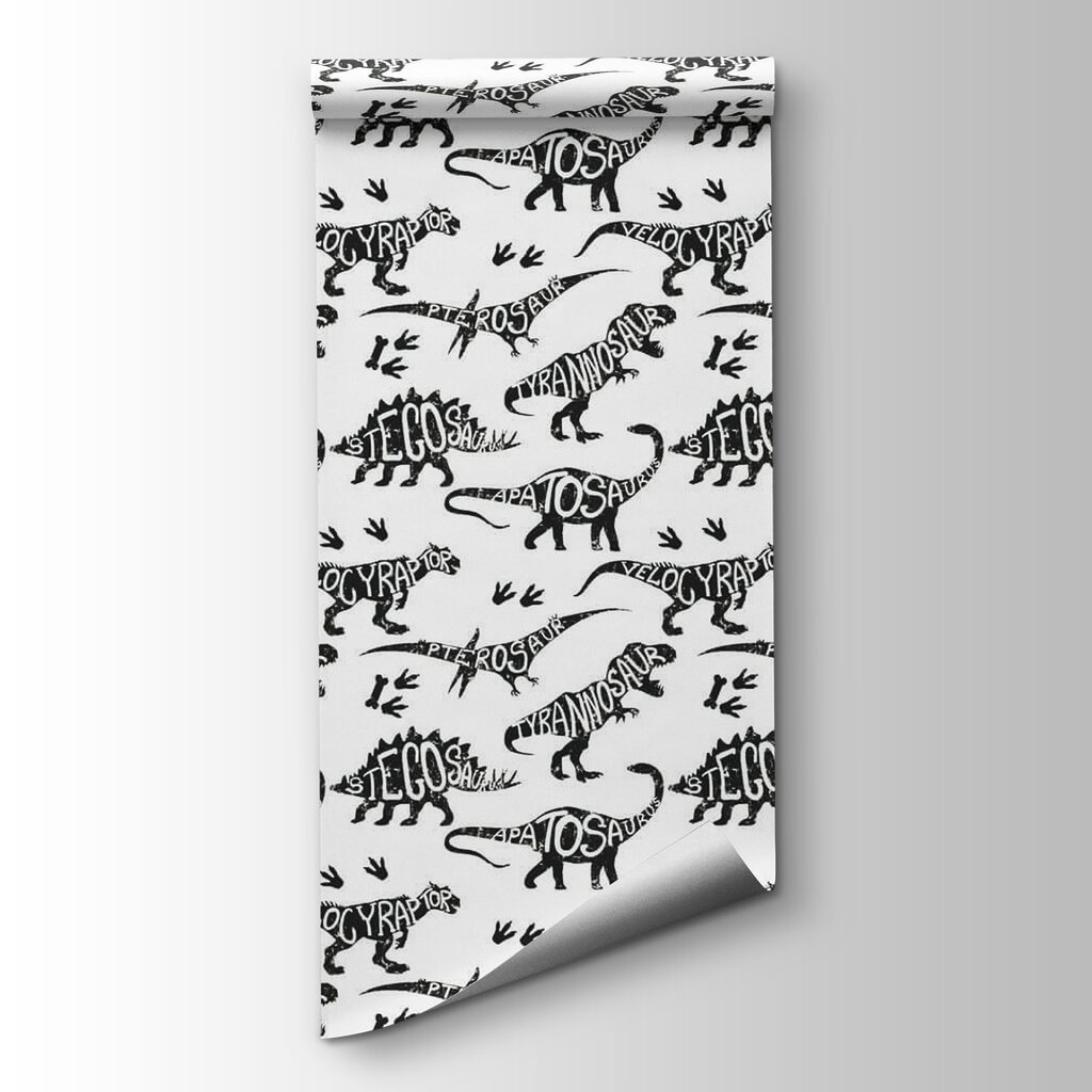 Pattern of dinosaurs with words