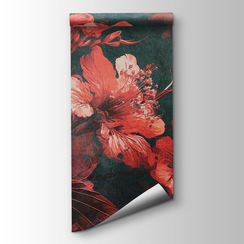 Vibrant blossoms amid dark foliage