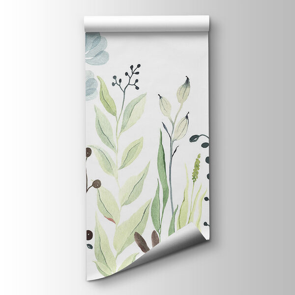 Watercolor painting of flowers and leaves