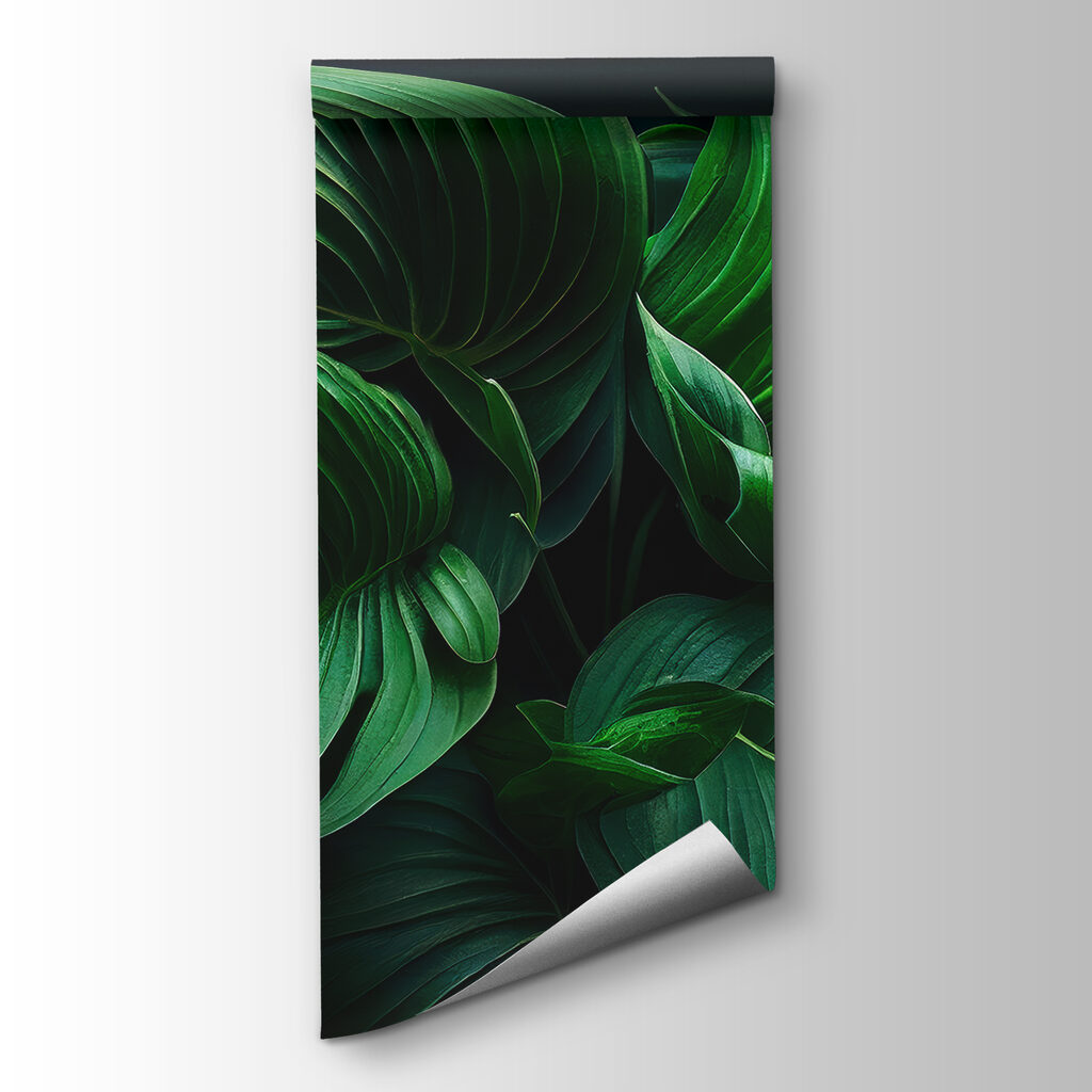 Lush green leaves in serene darkness Lush green leaves in serene darkness