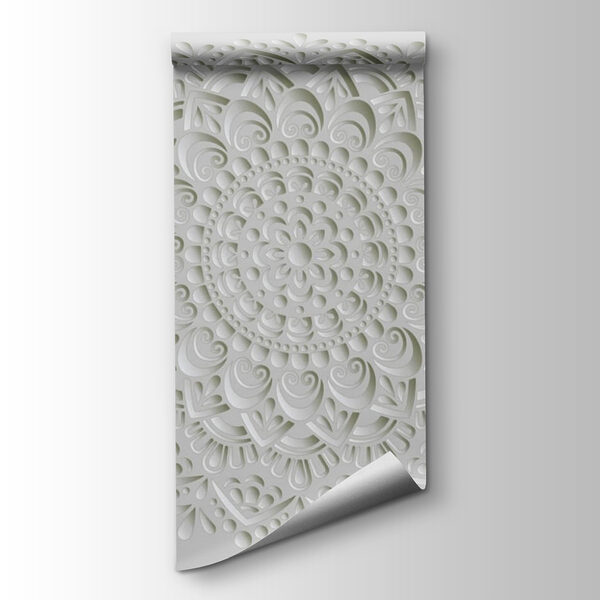 White circular pattern on a gray background