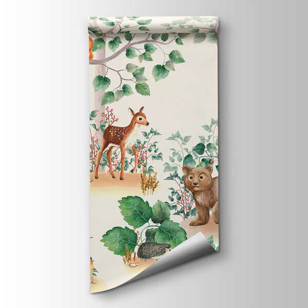 Wallpaper with animals in the forest