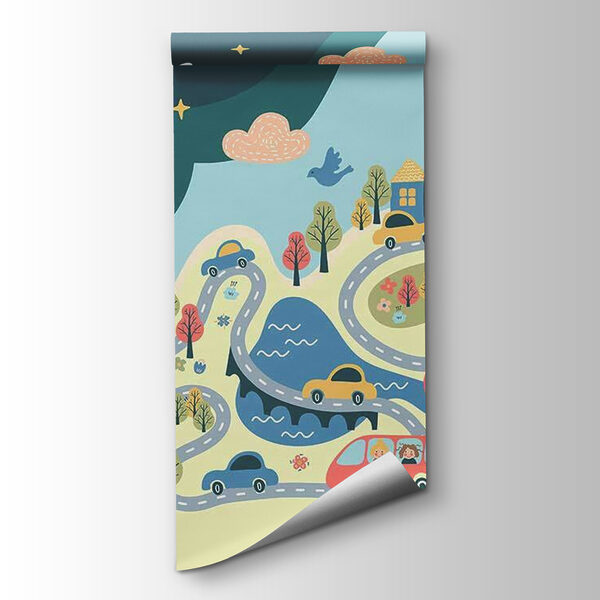 Cartoon of cars and houses