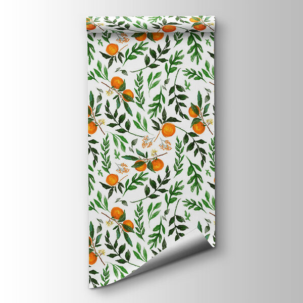 Pattern of oranges and leaves