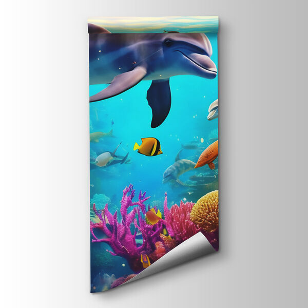 Dolphin swimming in a coral reef Dolphin swimming in a coral reef