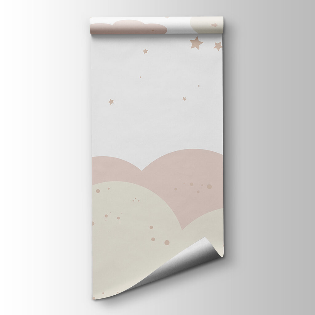 Pink and white clouds and stars Pink and white clouds and stars