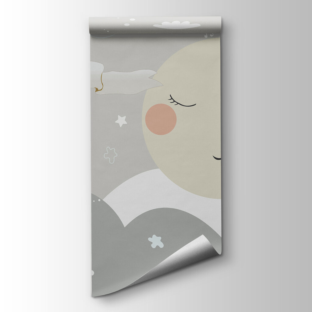 A cartoon of a moon and a bear A cartoon of a moon and a bear