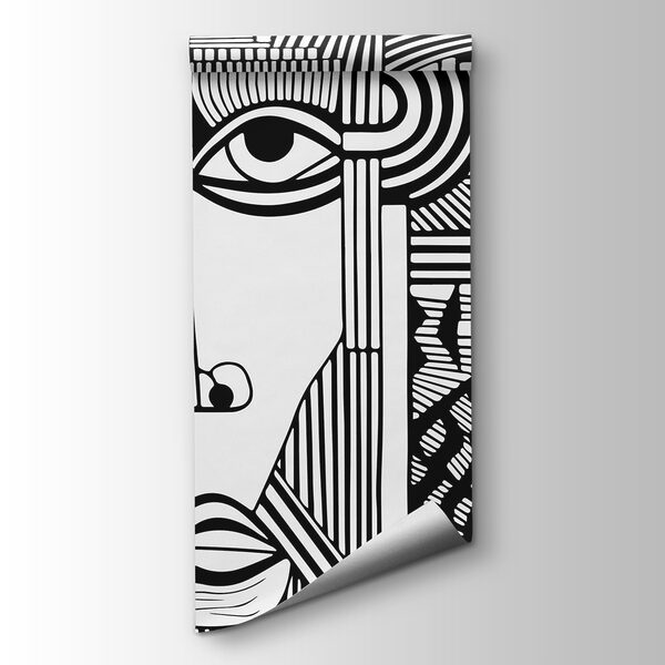 A black and white drawing of a face A black and white drawing of a face