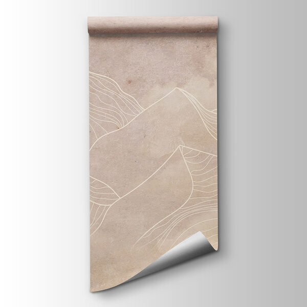 A drawing of mountains and clouds