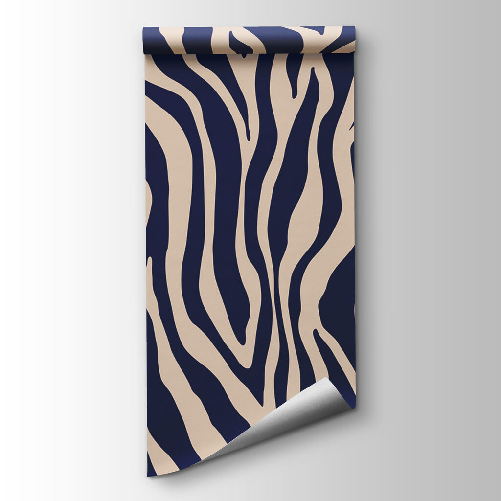 A blue and white zebra print