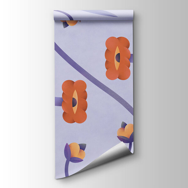 A purple and orange flowers and vines