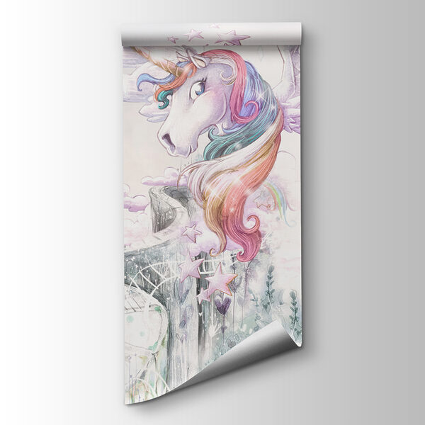 A unicorn with wings and a person flying A unicorn with wings and a person flying