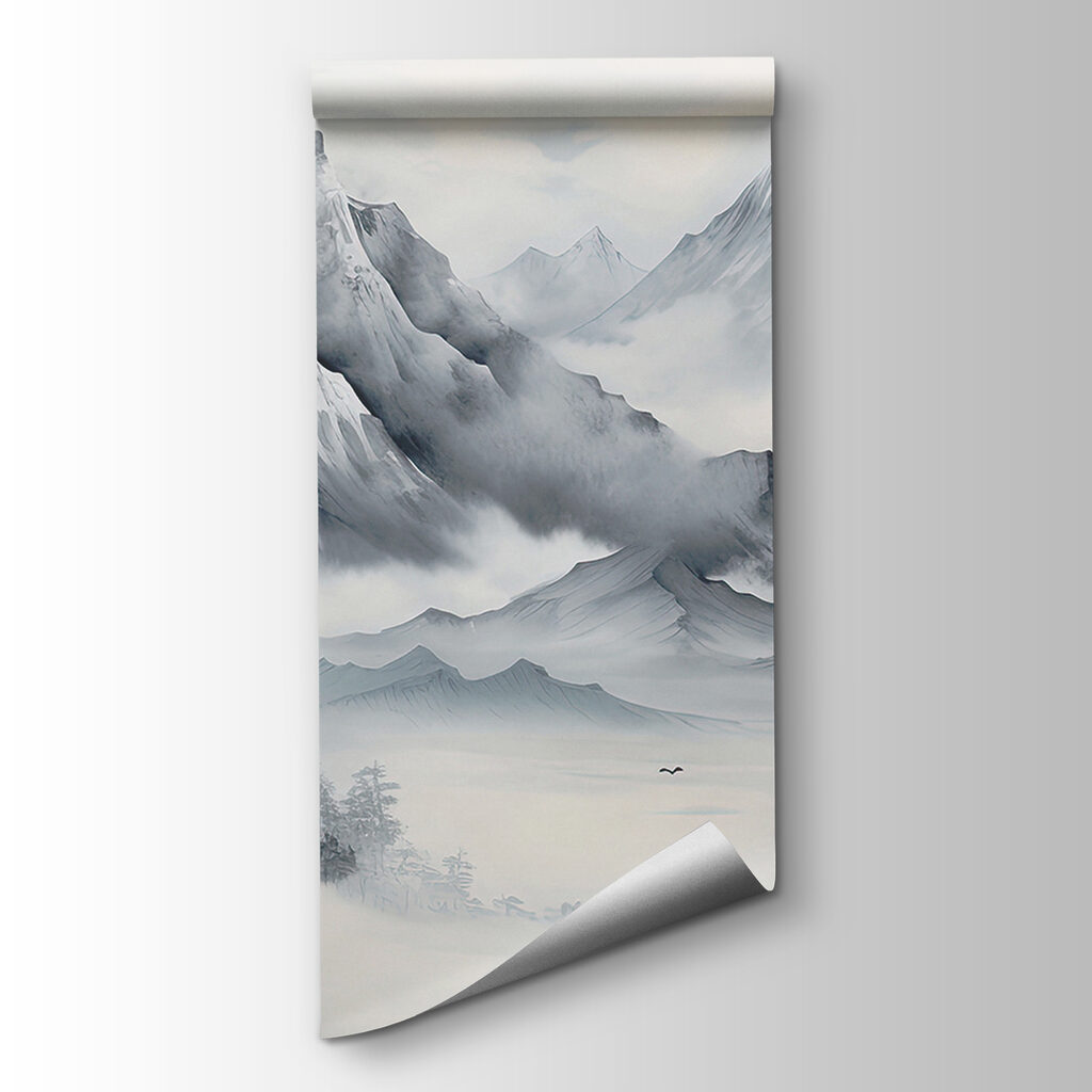 A landscape of mountains and clouds