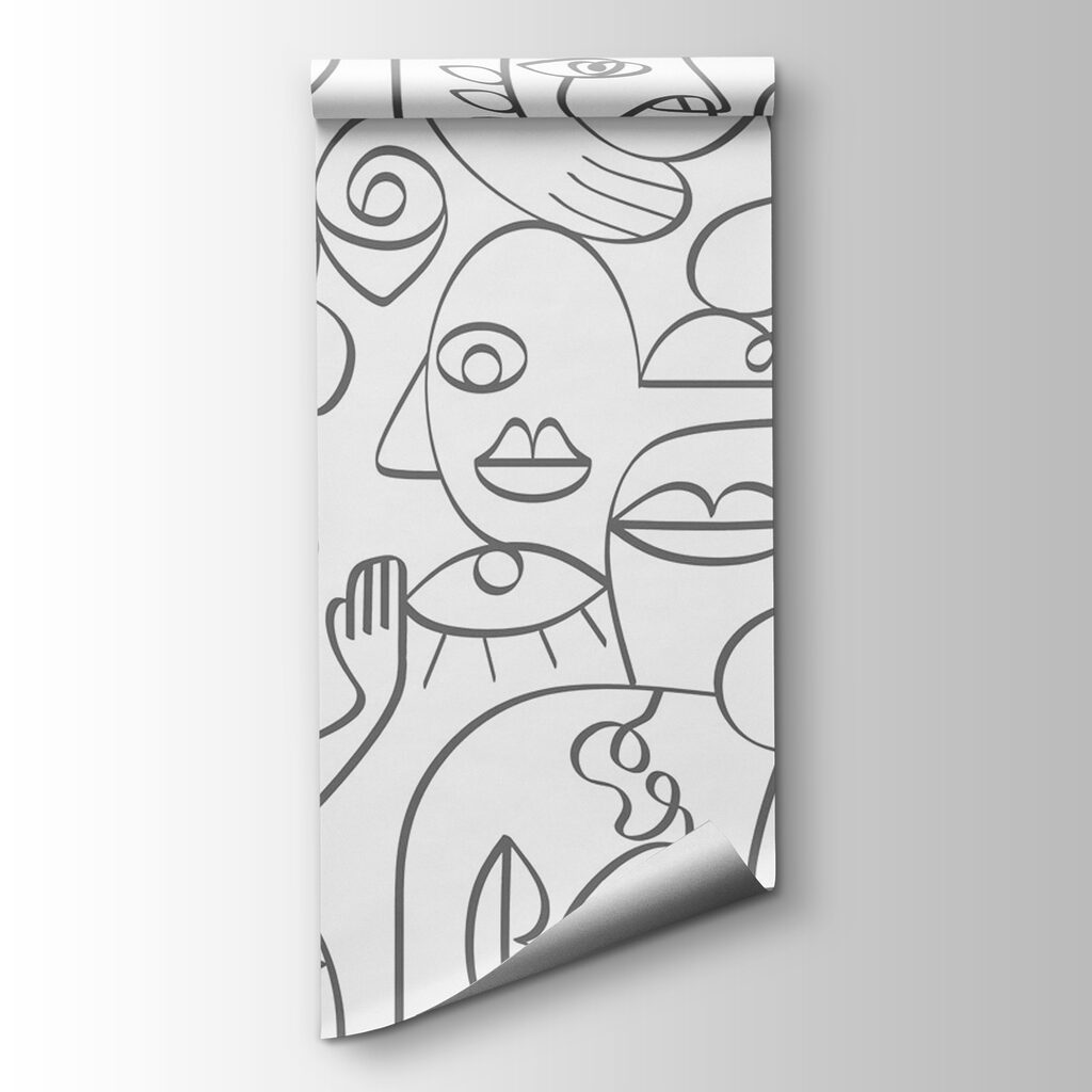 Pattern of black and white faces