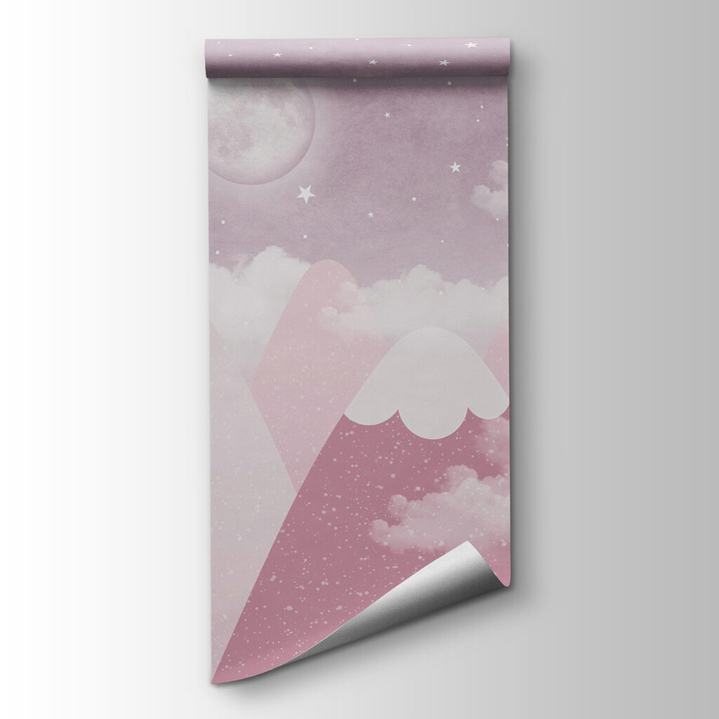 A moon and clouds over mountains A moon and clouds over mountains