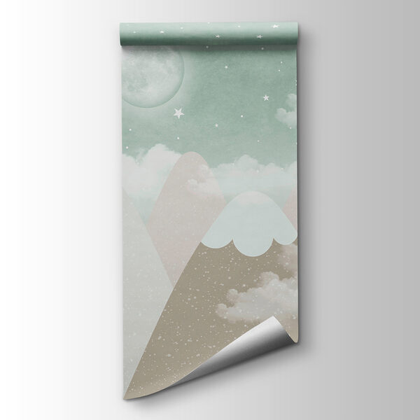 A moon over mountains and clouds A moon over mountains and clouds