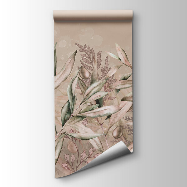 A painting of leaves and fruits