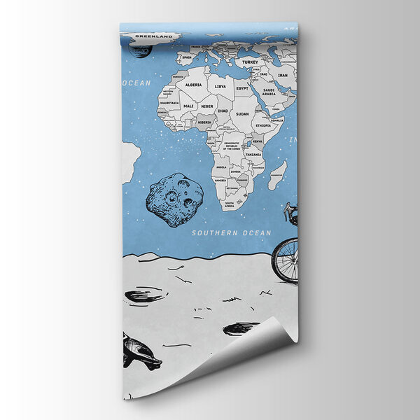 A drawing of two astronauts on the moon