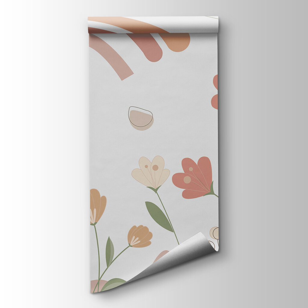 A colorful flowers and rainbows