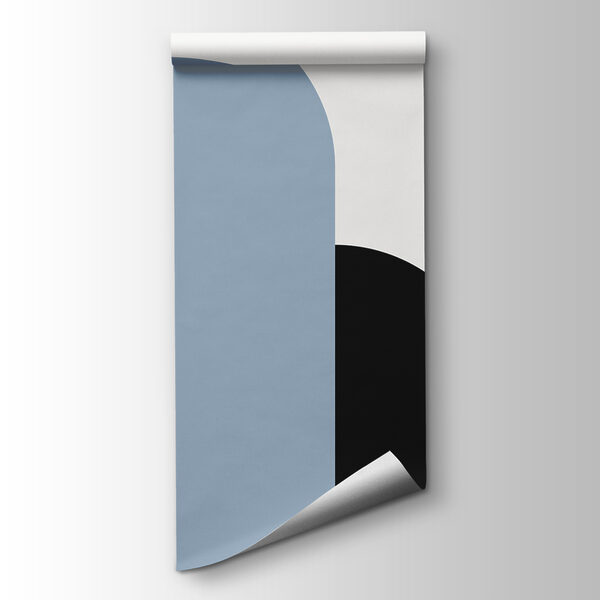 A black and white and blue geometric shapes A black and white and blue geometric shapes