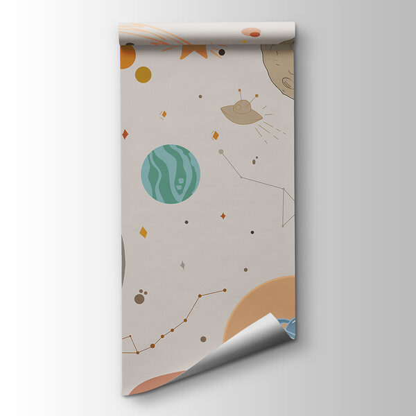 A cartoon of an astronaut holding a planet in space A cartoon of an astronaut holding a planet in space