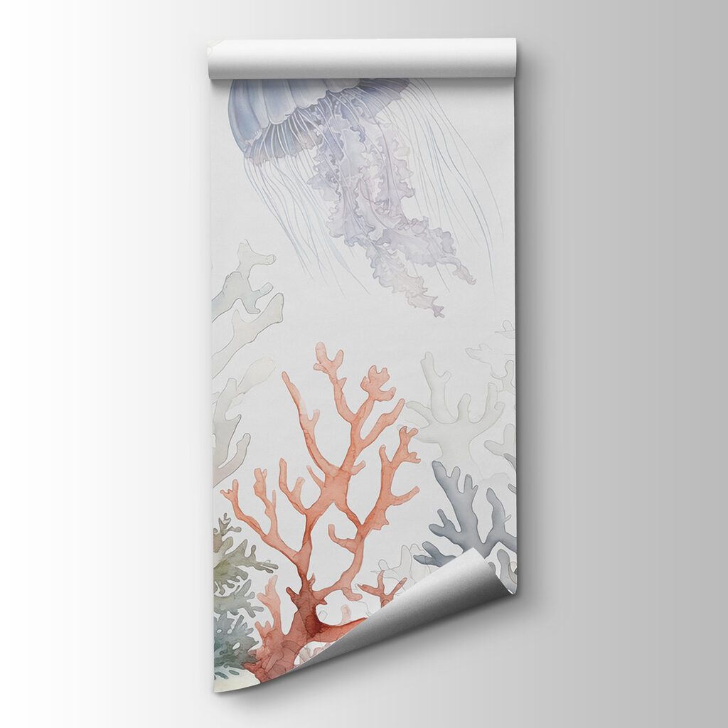 A group of jellyfish and corals