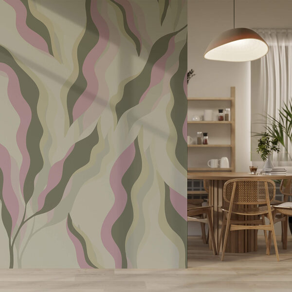 Фотошпалери Фотошпалери Візерунок листя на світлому тлі (Артикул: t00429)