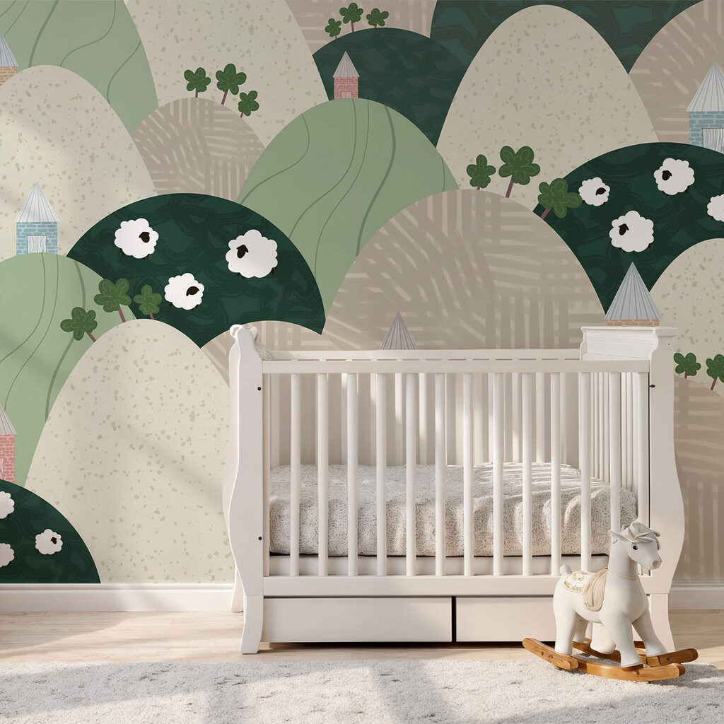 Пейзаж з пагорбами і квітами