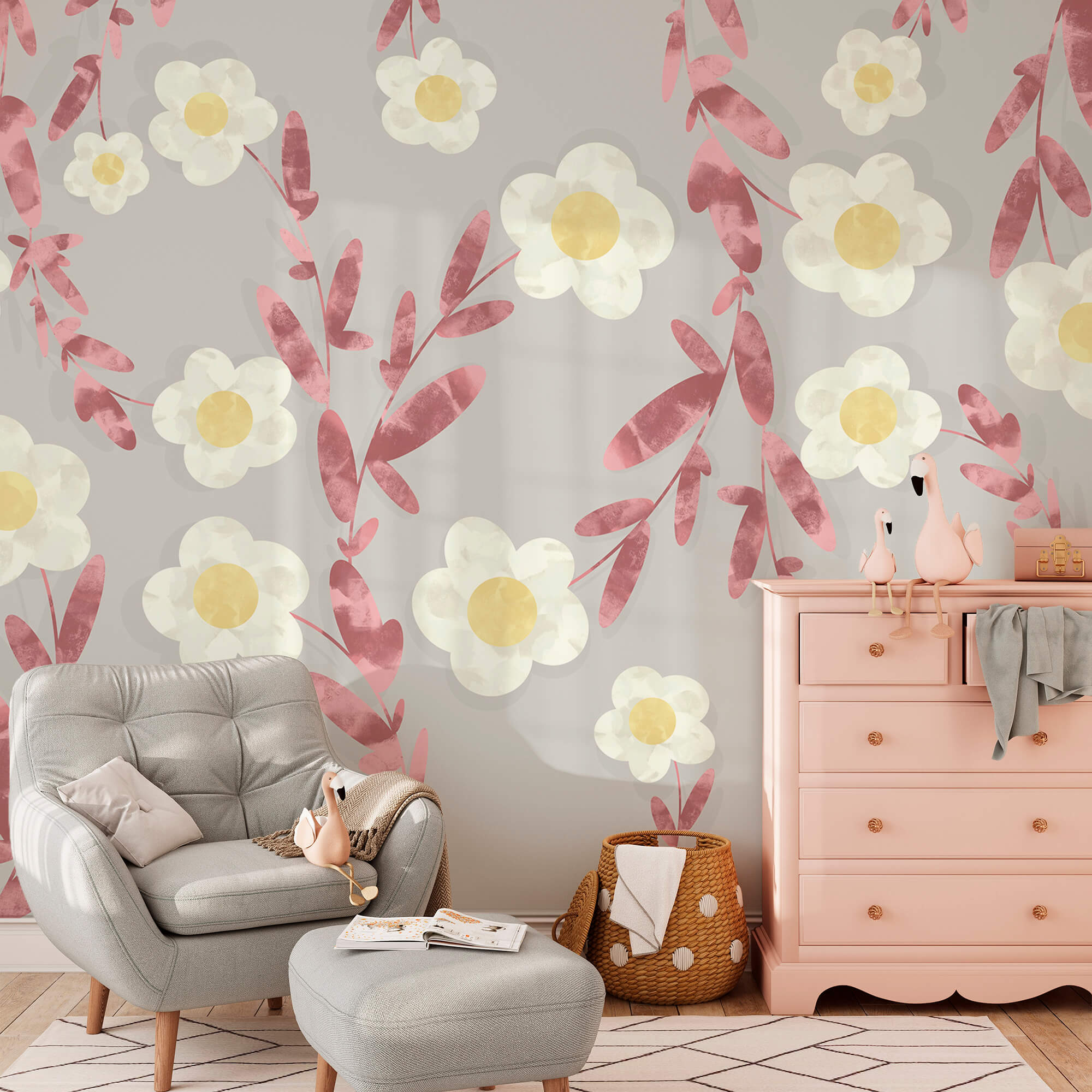 Візерунок з білих і жовтих квітів