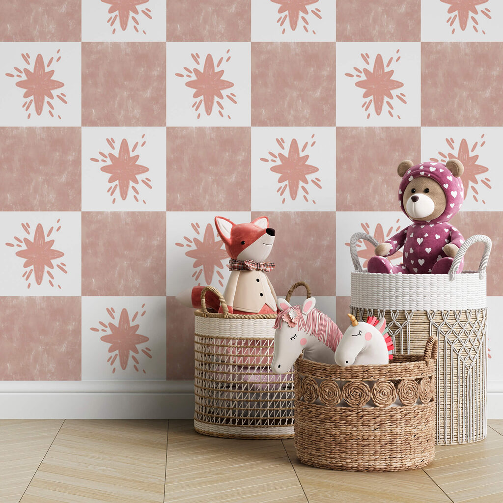 Візерунок з рожевих квадратів з білими квадратами