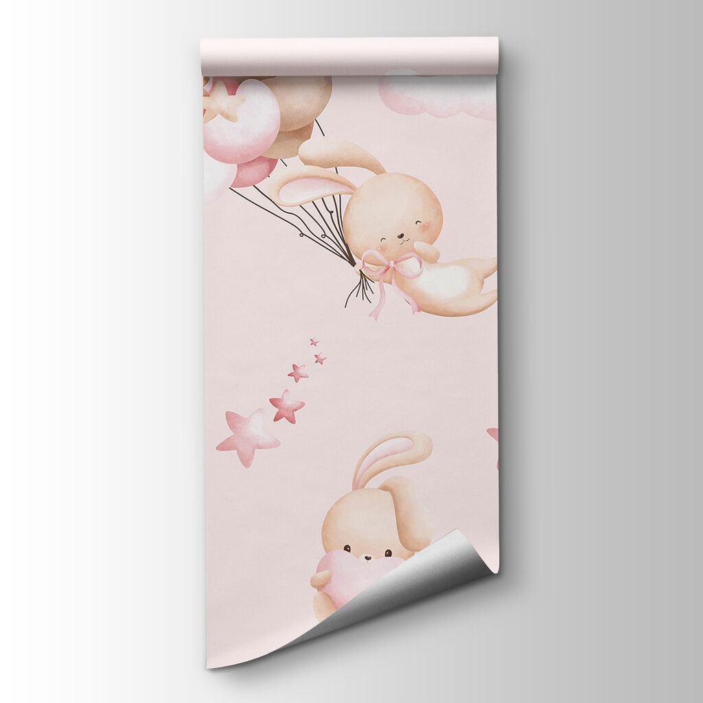 A group of cartoon bunnies holding balloons A group of cartoon bunnies holding balloons