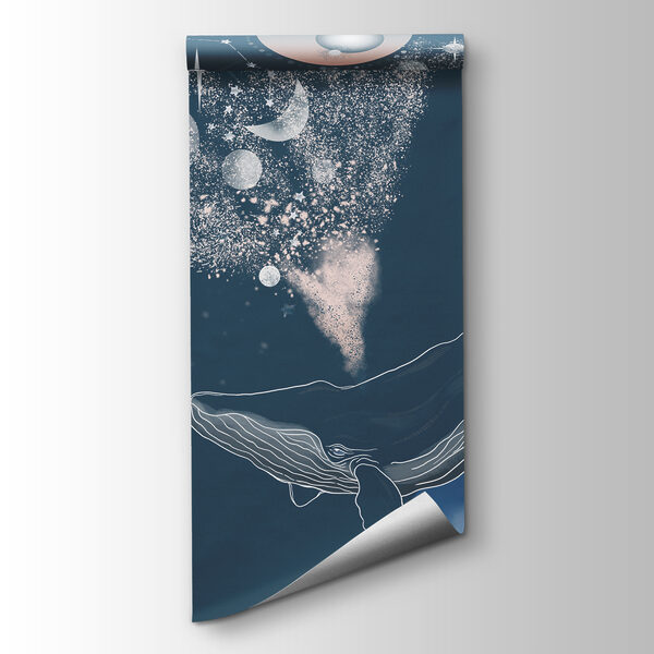 A whale and planets in the sky