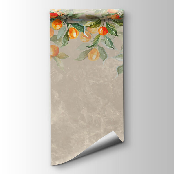 A painting of oranges on a tree