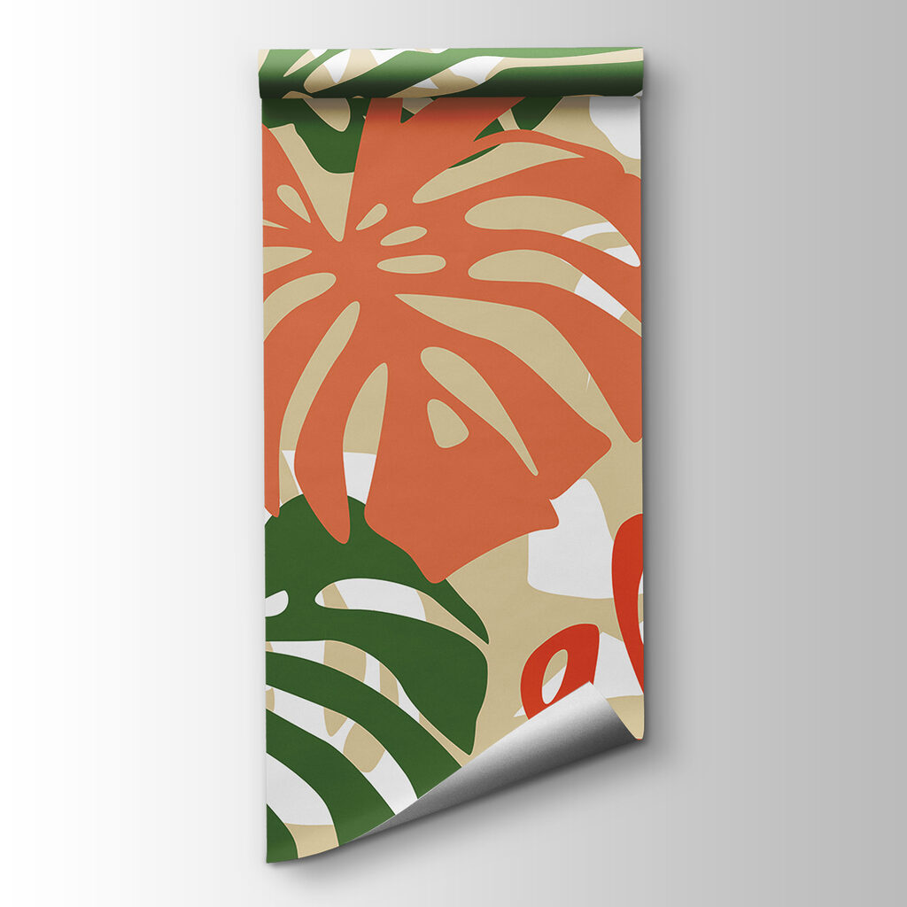 Pattern of leaves on a white background