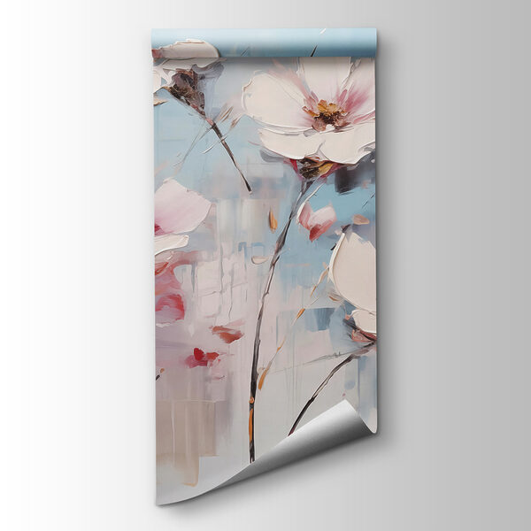 Painting of flowers on a blue background