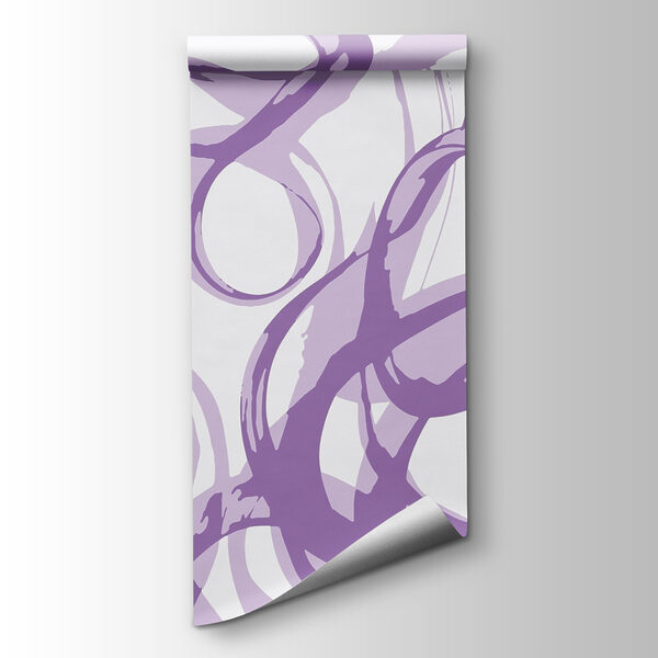 Purple swirls on a white background