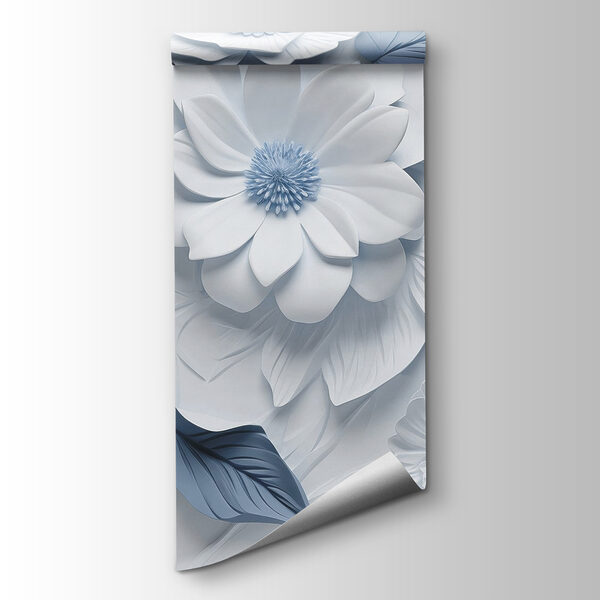 White and blue flowers and leaves