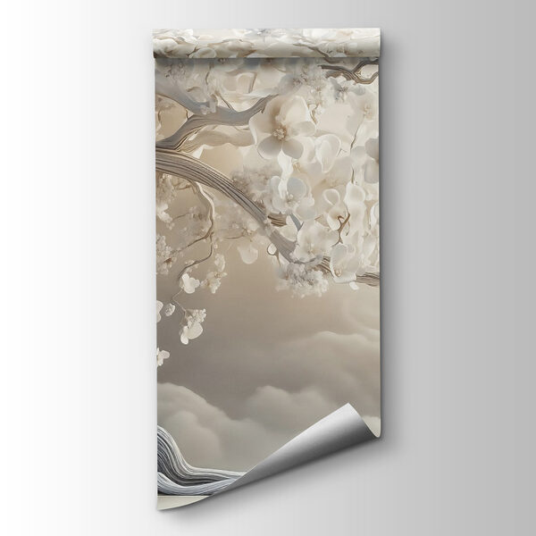 White tree with white flowers