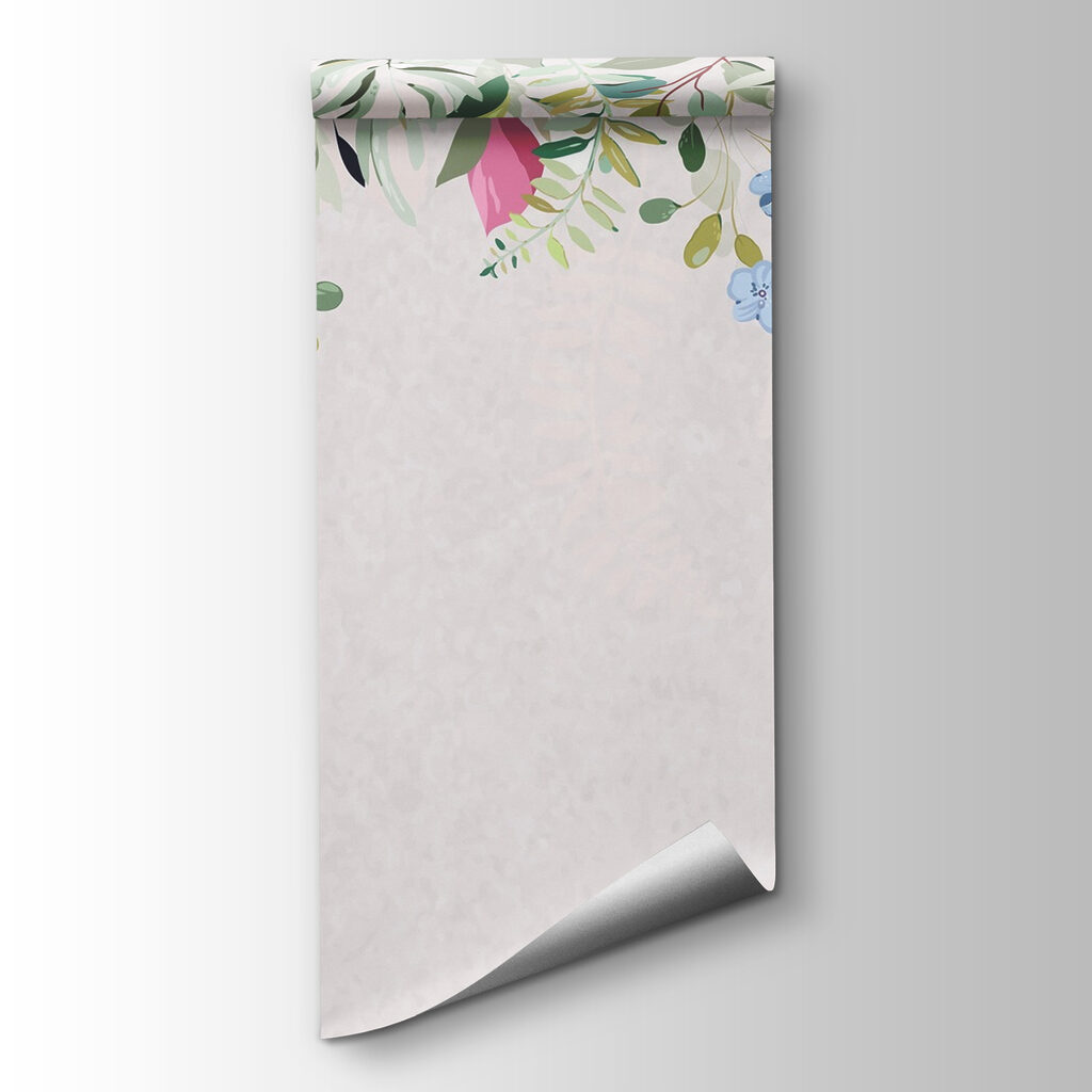 Floral border with flowers and leaves
