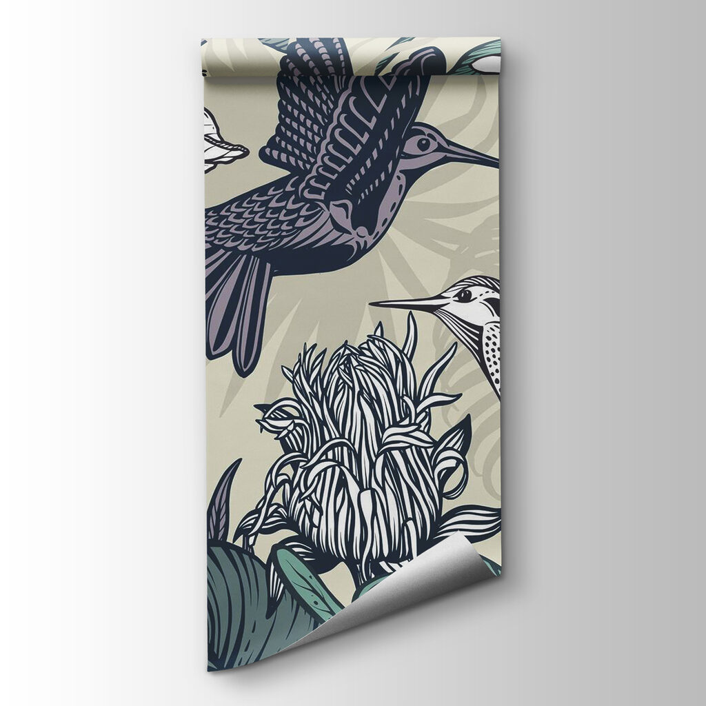 Bird flying over flowers