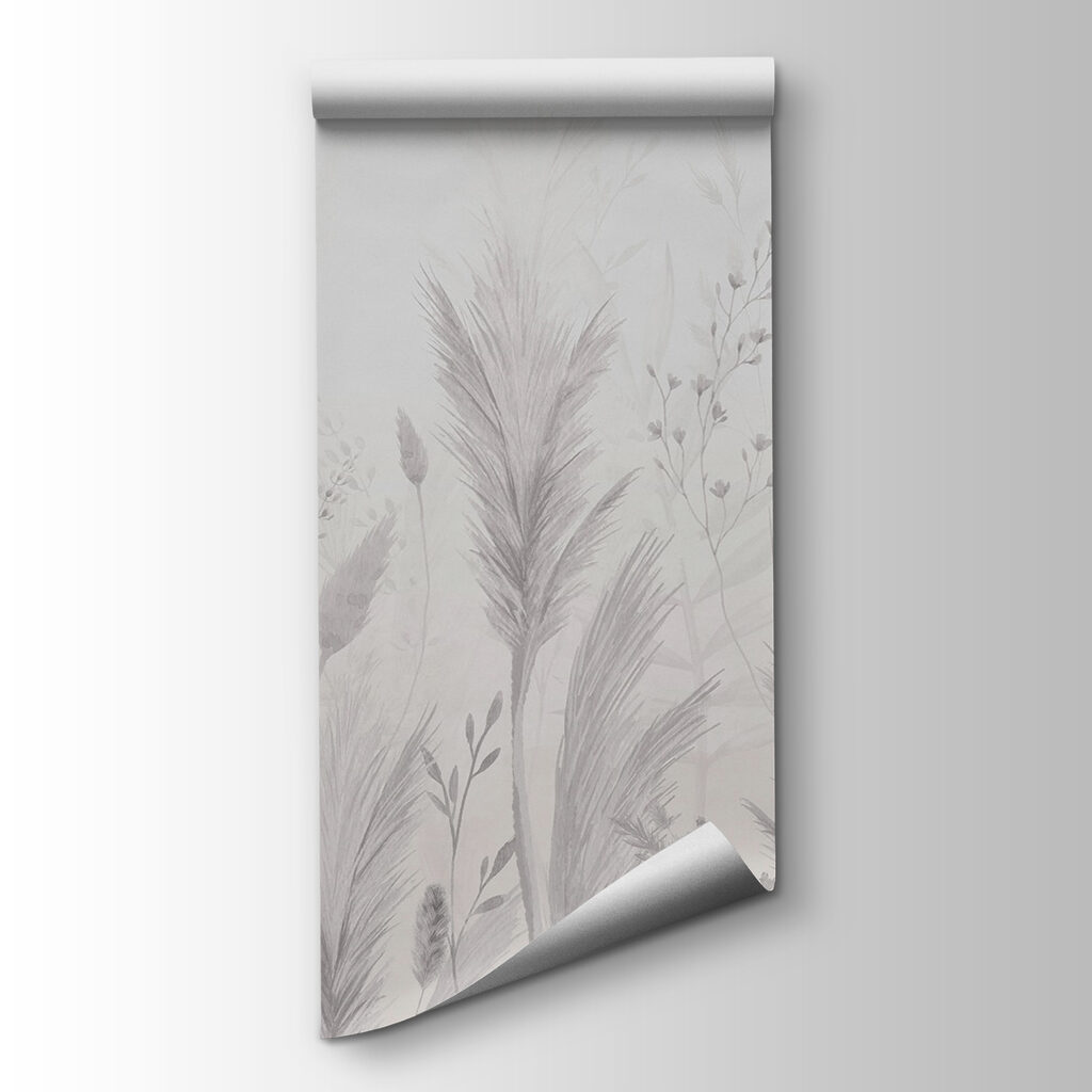 White background with grass and flowers White background with grass and flowers